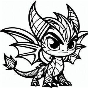 A black and white image of a cartoon character