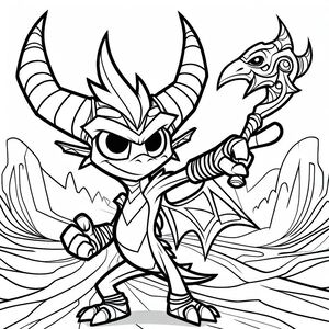 A cartoon character with horns and a sword