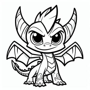 A cute little dragon with big eyes and big wings