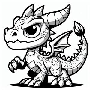 A cartoon dragon with big eyes and a big tail