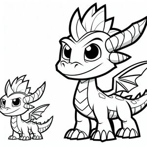 A dragon and a baby dragon coloring pages