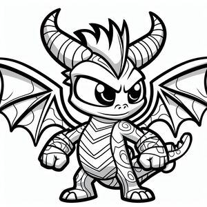 A cartoon character with horns and wings