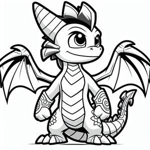 A cartoon dragon with a hat and wings