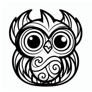 A black and white drawing of an owl