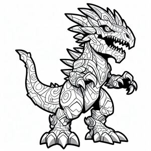 A coloring page of a godzilla