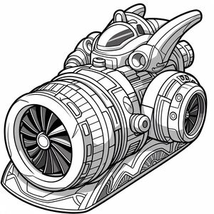 A drawing of a jet engine
