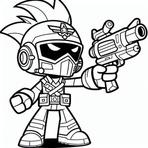 A cartoon character with a gun in his hand