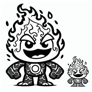 A black and white drawing of a cartoon character 2