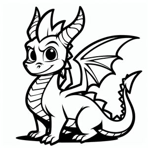 A black and white drawing of a dragon