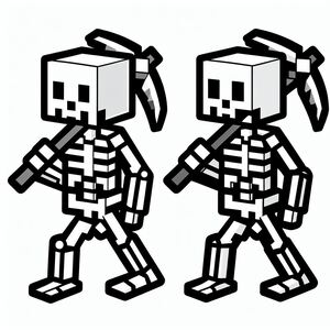 A drawing of a skeleton carrying a box 2