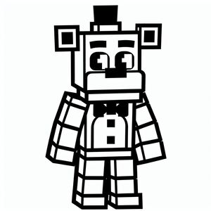 A black and white image of a minecraft character