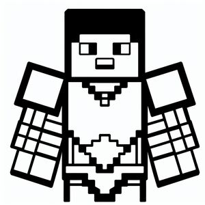 A black and white image of a cartoon character