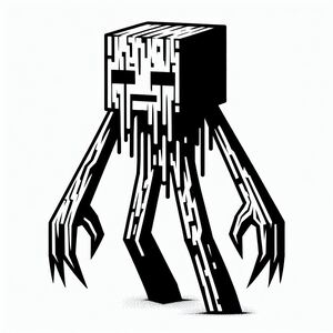 A black and white image of a giant squid