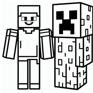 A black and white image of a minecraft character 4