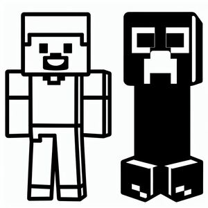 A black and white image of a minecraft character