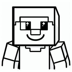 A black and white drawing of a smiling robot