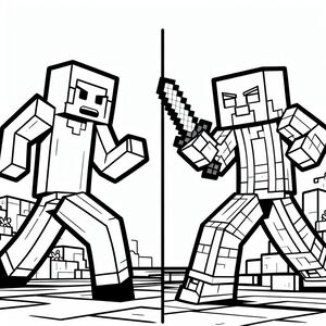 A drawing of a couple of minecraft characters