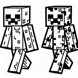 A black and white image of a minecraft character