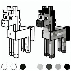 A drawing of a horse and a donkey