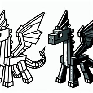 A black and white drawing of a dragon and a dragon