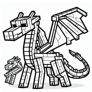 A black and white drawing of a dragon