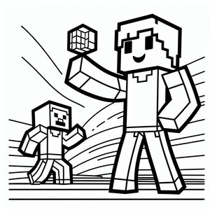 A black and white image of a minecraft character 4