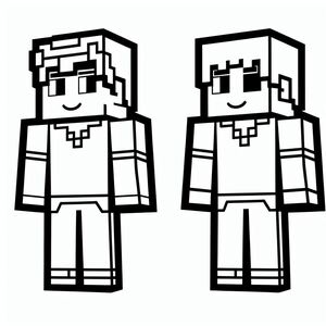 A black and white image of a minecraft character