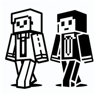 A black and white drawing of a couple of people