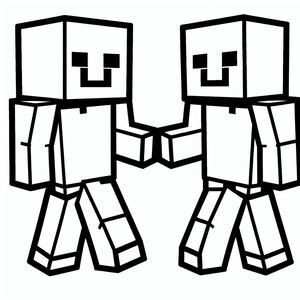 A couple of minecrafts holding hands