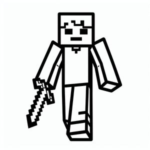 A black and white image of a minecraft character 3