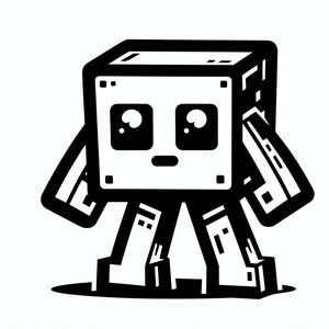 A black and white drawing of a robot