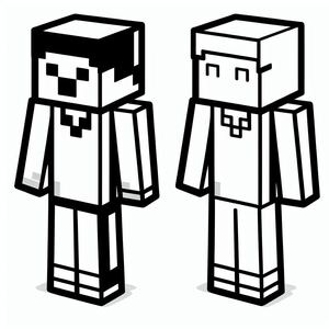 A black and white image of a minecraft character