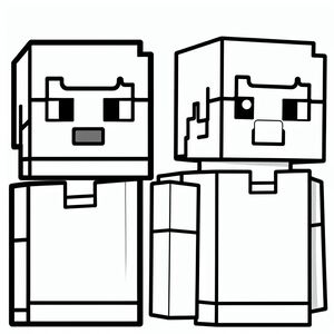 A black and white image of a minecraft character