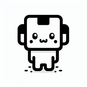 A black and white drawing of a robot
