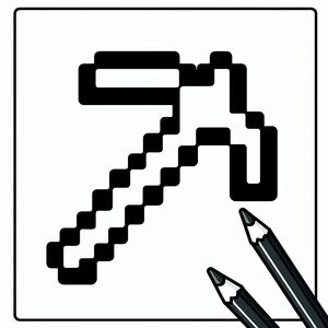 A black and white picture of a pencil and a pixel