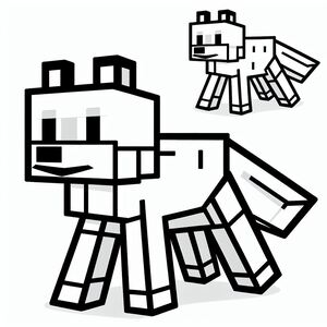 A black and white picture of a minecraft character