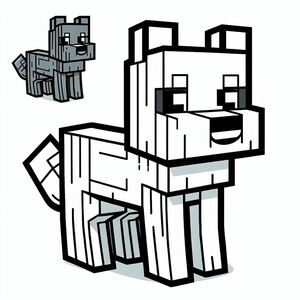 A drawing of a dog made out of wood