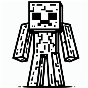 A black and white image of a cartoon character