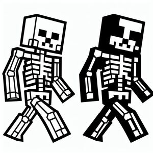 A black and white drawing of a skeleton