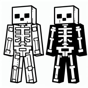 A black and white image of a skeleton and a robot