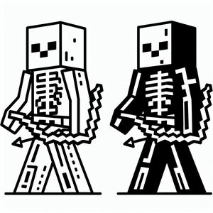 A black and white drawing of a skeleton and a skeleton