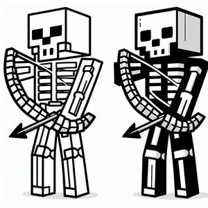 A skeleton and a skeleton holding a sword