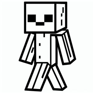 A black and white image of a minecraft character 3