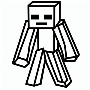 A black and white image of a minecraft character