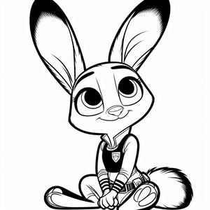 A cartoon rabbit sitting on the ground
