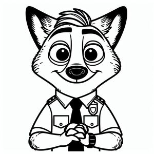 A black and white drawing of a fox scout