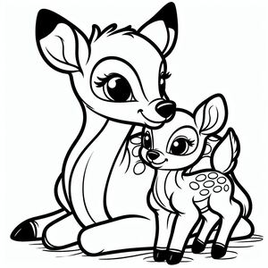 A deer and a baby deer coloring pages