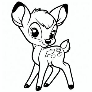 A cute little deer with big eyes and a big nose