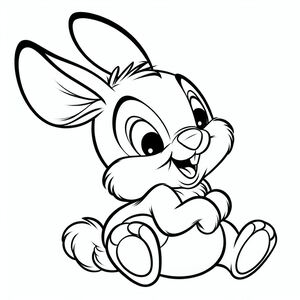 A cartoon bunny sitting on the ground