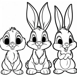 A couple of rabbits sitting next to each other